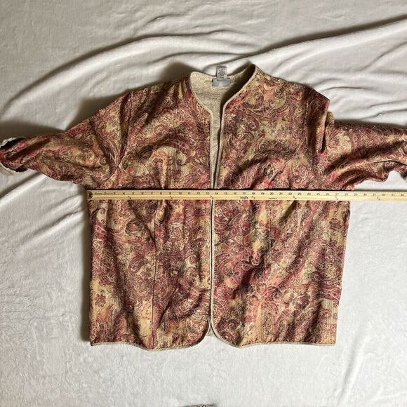 Maggie Barnes For Catherine’s Womens Brocade Jacket Size 3X Pink Floral Paisley - Picture 5 of 7